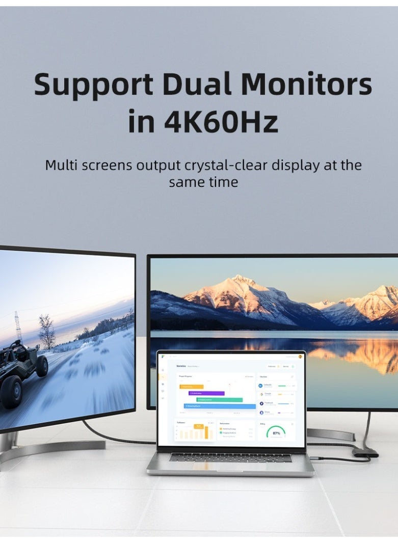 CABLETIME 8K 4 IN 1 USB C TO DUAL DP ADAPTER HUB COMPATIBLE WITH DELL XPS 13 15,LENOVO ,SUMSUNG CHROMEBOOK - Image 5
